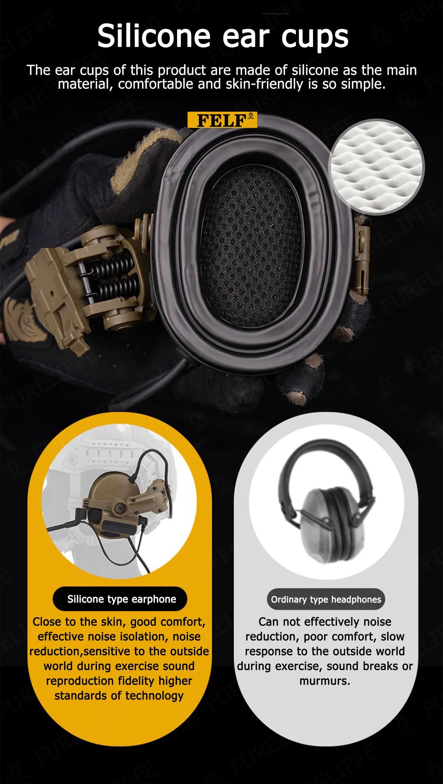 Casque Tactique de Protection Auditive Active – Casque Anti-Bruit Électronique avec Communication pour Casque Tactique BLACKBEARD OUTDOOR INDUSTRIES