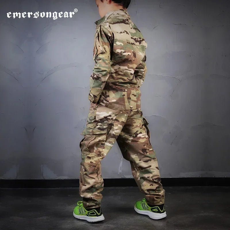 Tenue Tactique Militaire Enfant – Chemise + Pantalon Camouflage MC – Genouillères Amovibles – 6 à 14 Ans