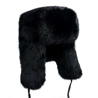 Chapka Ushanka en Vraie Fourrure de Lapin - Bonnet Aviateur Hiver à Oreillettes