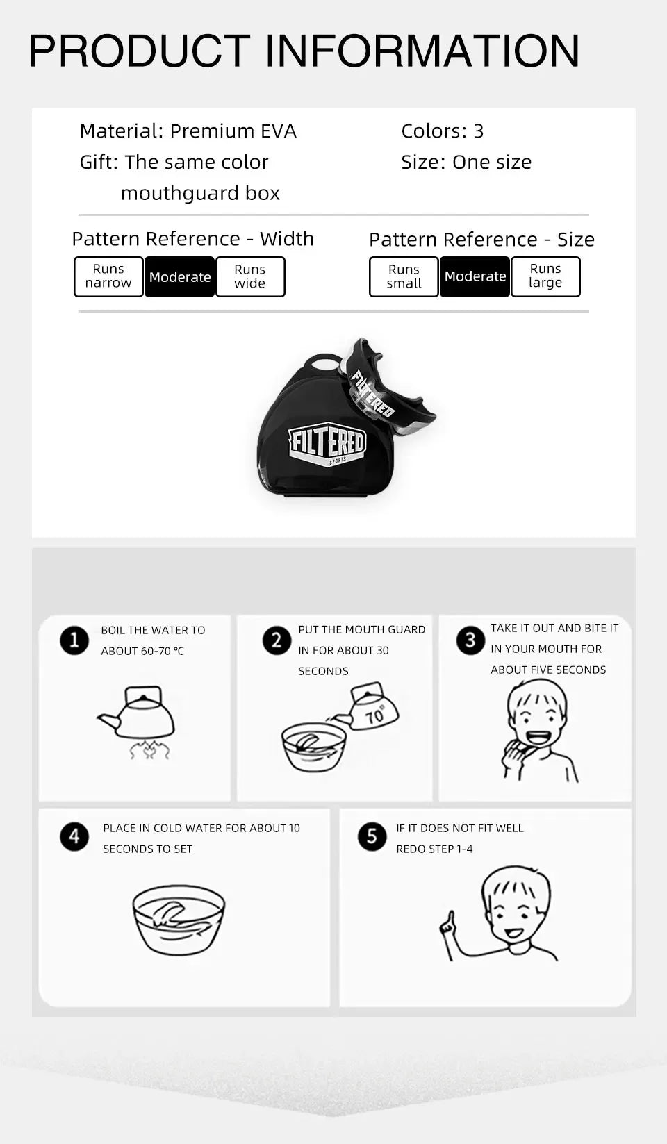 Protège-Dents de Sport FILTERED – Protection Dentaire EVA, Idéal pour MMA, Boxe, Kickboxing et Sports de Combat - BLACKBEARD OUTDOOR INDUSTRIES