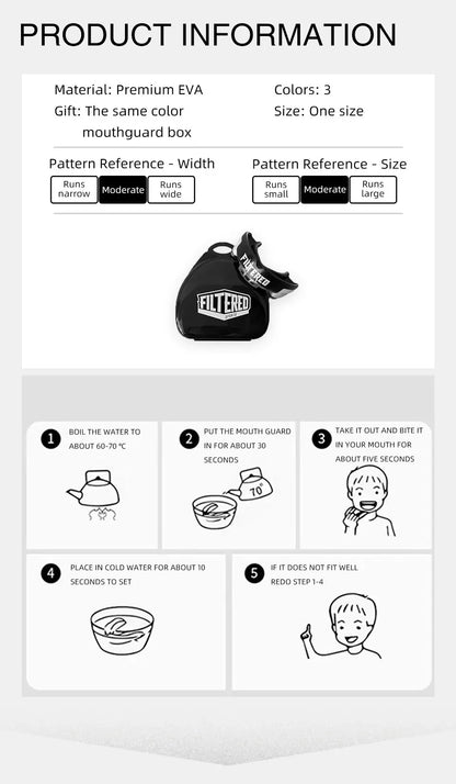 Protège-Dents de Sport FILTERED – Protection Dentaire EVA, Idéal pour MMA, Boxe, Kickboxing et Sports de Combat - BLACKBEARD OUTDOOR INDUSTRIES
