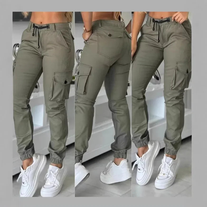 Pantalon Cargo Militaire Femme Multi-Poches – Coupe Slim, Vert Armée - BLACKBEARD OUTDOOR INDUSTRIES