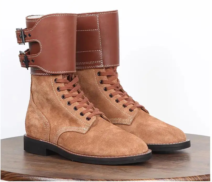 Rangers Vintage Militaires Homme - Style Armée, Cuir Daim Fait Main