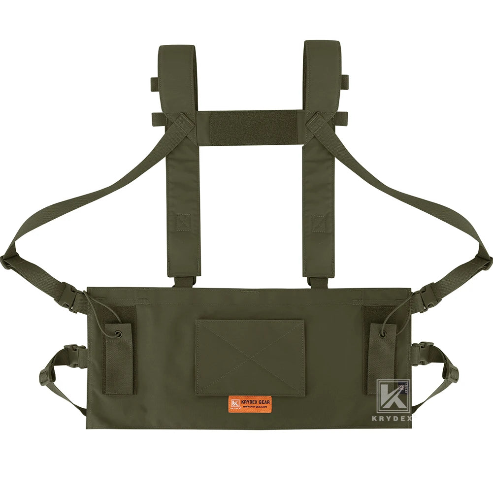Chest rig tactique léger discret avec harnais en H, porte-chargeurs et poches radio