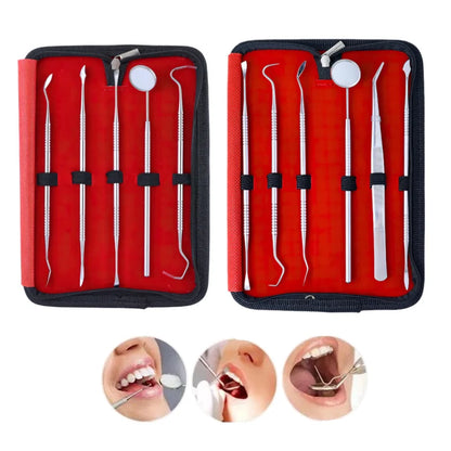 Kit Dentaire Inox – Détartreur, Miroir & Pince Bucco-Dentaire 5 ou 6 Pièces