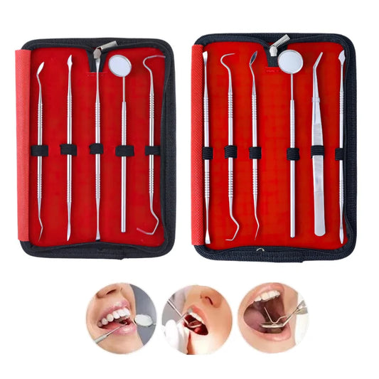 Kit Dentaire Inox – Détartreur, Miroir & Pince Bucco-Dentaire 5 ou 6 Pièces