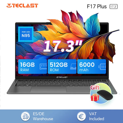Teclast F17Plus 17.3" Laptop | Intel N95 | 16GB RAM DDR4 | 512GB SSD | Windows 11 Pro | Backlit Keyboard | Mini-HDMI - BLACKBEARD OUTDOOR INDUSTRIES