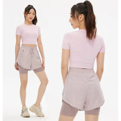 Shorts de Sport Femme 2-en-1 Taille Haute - Séchage rapide • Poche zippée • Confort anti-exposition - BLACKBEARD OUTDOOR INDUSTRIES