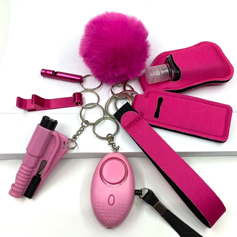 Kit Porte-Clés Défense Personnelle Femme – Alarme Sonore, Bouteille de Voyage, 20 Coloris