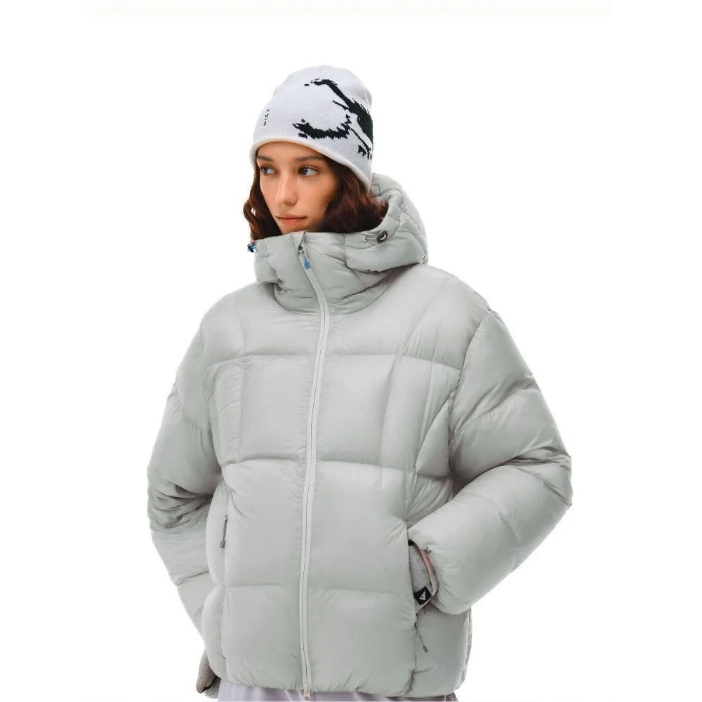 Doudoune courte femme à capuche, coupe ample