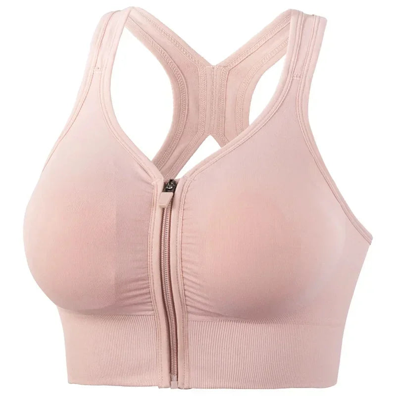 Brassière Sport Femme Zip Frontal – Soutien-Gorge Running Yoga Respirant