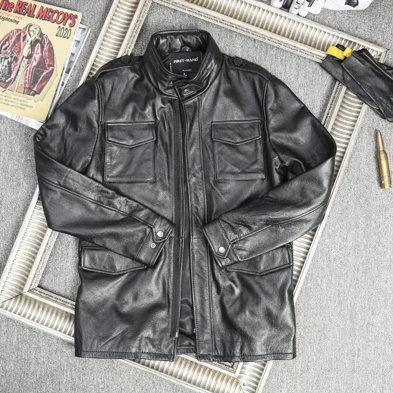 Blouson Homme M65 en Cuir Véritable - BLACKBEARD OUTDOOR INDUSTRIES