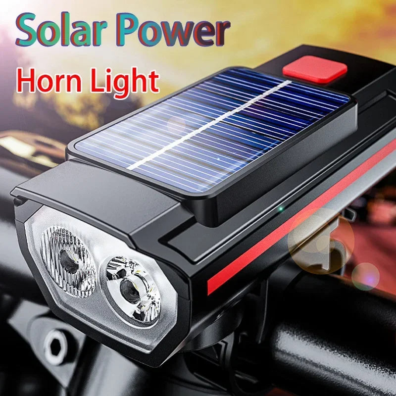 phare avant de vélo solaire a éclairage double faisceau avec avertisseur sonore Ma boutique