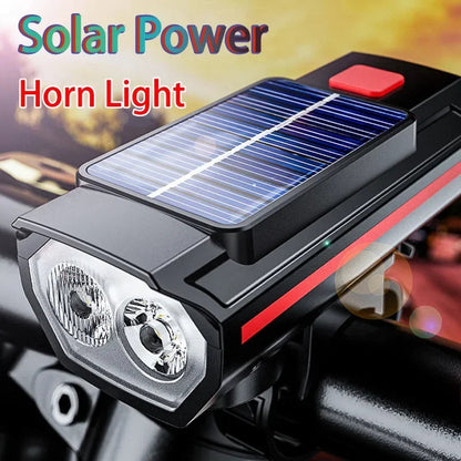 phare avant de vélo solaire a éclairage double faisceau avec avertisseur sonore Ma boutique