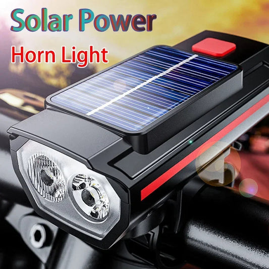phare avant de vélo solaire a éclairage double faisceau avec avertisseur sonore Ma boutique