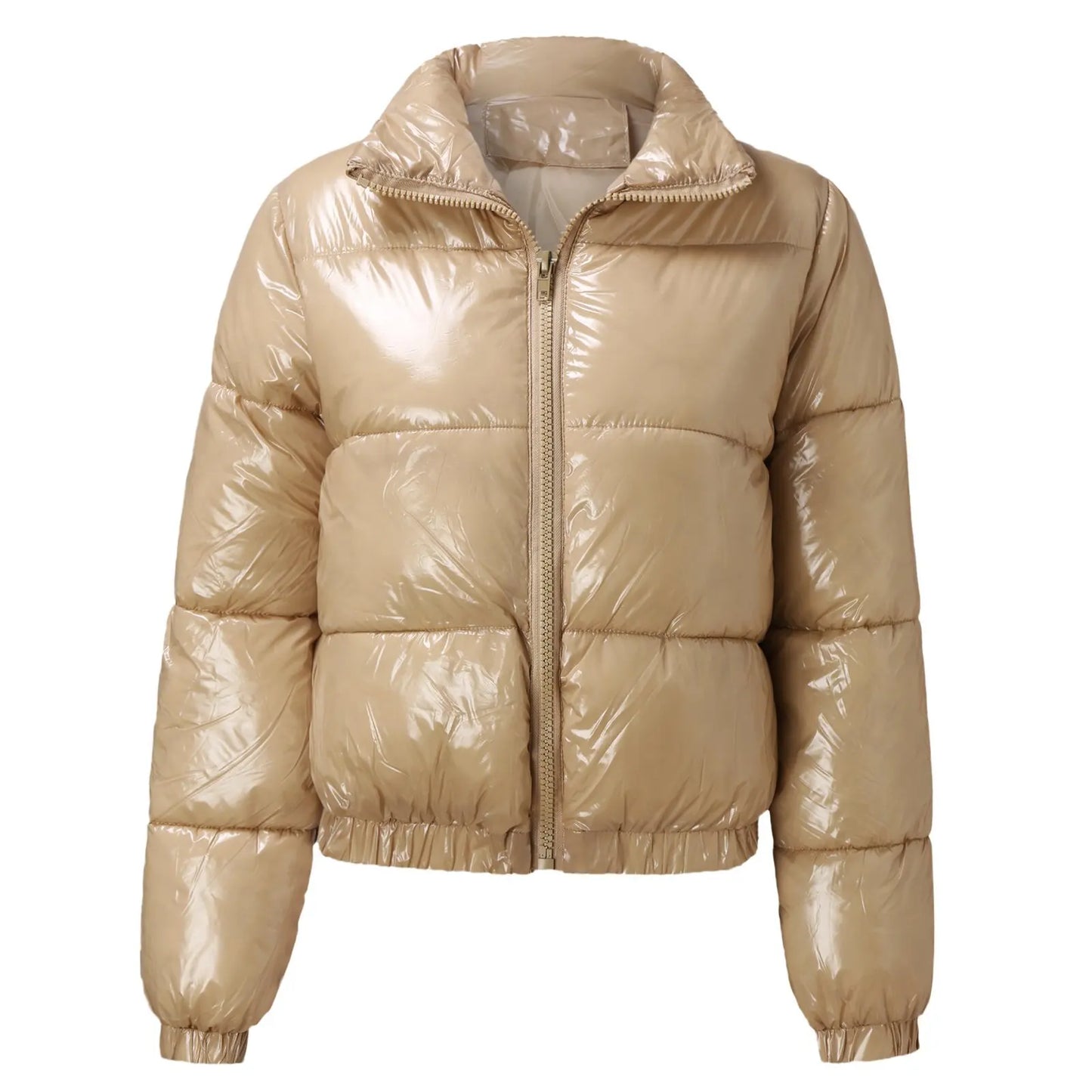 Doudoune Vinyle Femme Courte – Effet Cuir PVC Brillant, Col Montant, Style Luxe | S-XXL - BLACKBEARD OUTDOOR INDUSTRIES