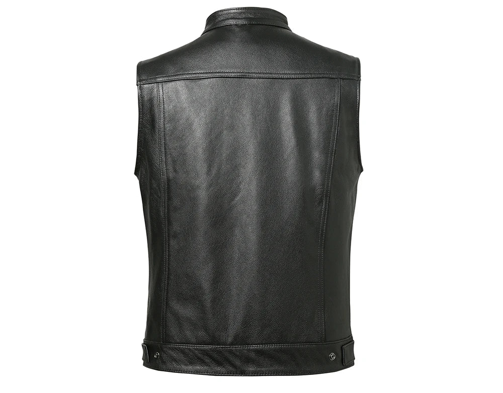 Gilet en Cuir Synthétique pour Homme - Veste en Cuir de Motard Automne Hiver avec Col Montant BLACKBEARD OUTDOOR INDUSTRIES