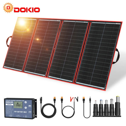 Panneau Solaire Portable 300W Pliant Dokio 18V avec Contrôleur 12V Idéal pour Camping en Famille - BLACKBEARD OUTDOOR INDUSTRIES