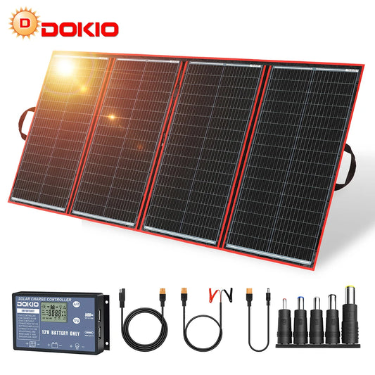 Panneau Solaire Portable 300W Pliant Dokio 18V avec Contrôleur 12V Idéal pour Camping en Famille - BLACKBEARD OUTDOOR INDUSTRIES