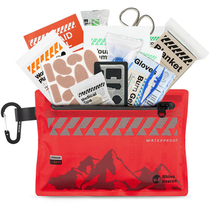 Kit de premiers secours léger Rhino Rescue - Trousse médicale ultralégère et étanche pour randonnée, vélo, voyage et véhicules
