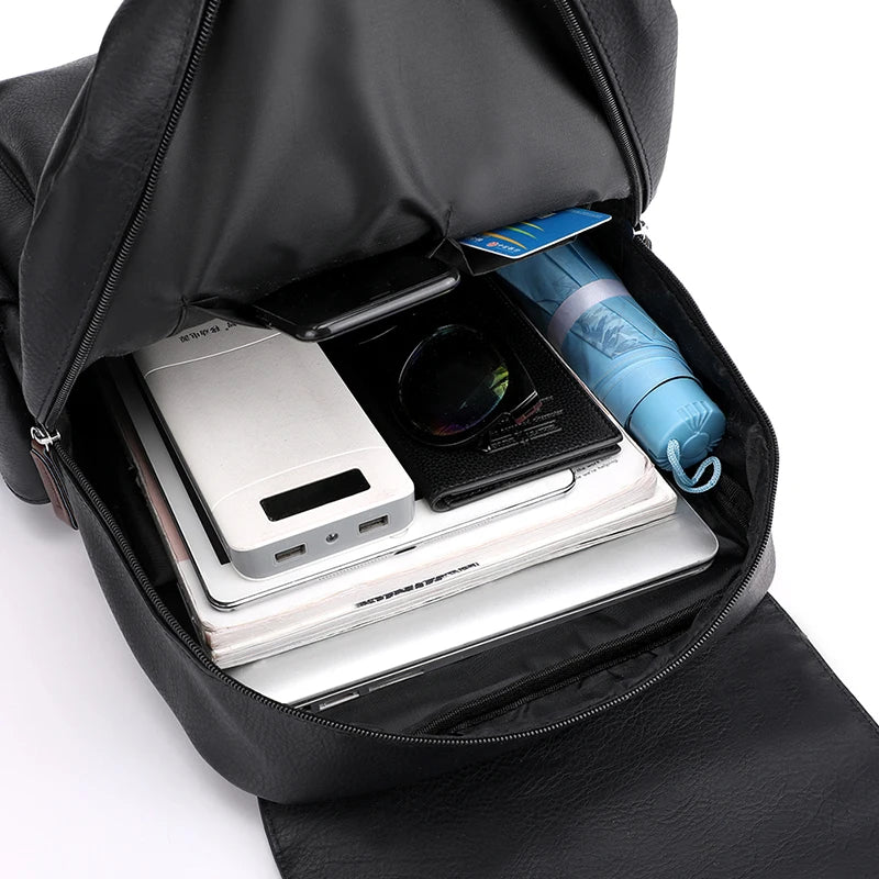 Sac à Dos Homme en Cuir PU – Élégant & Fonctionnel | Ordinateur Portable & École | 20–35L - BLACKBEARD OUTDOOR INDUSTRIES