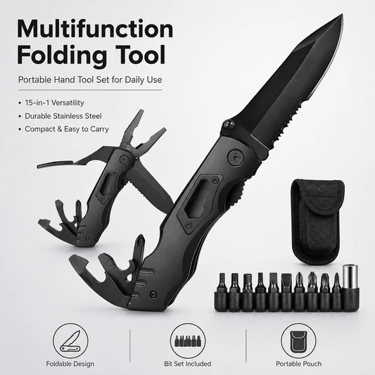 Outil Pliant Multifonction – Set Tournevis & Pochette de Transport | Camping, Randonnée & DIY