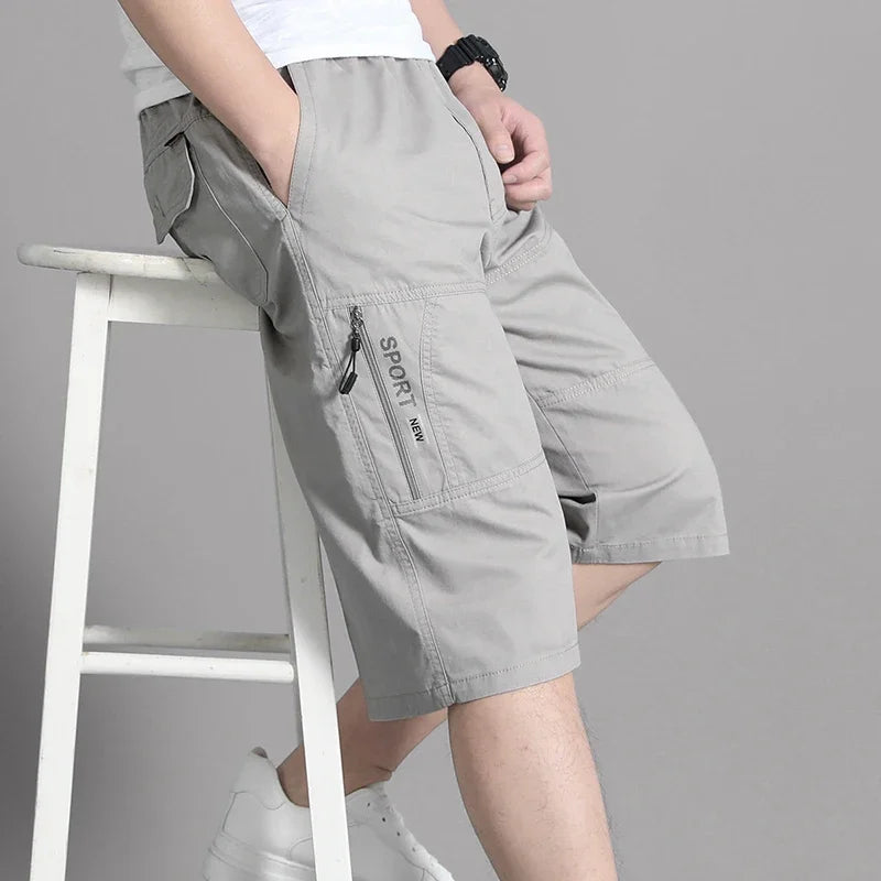 Short Cargo Homme - Poches Zippées, Taille Élastique, Coton Respirant, Style Décontracté Été Ma boutique