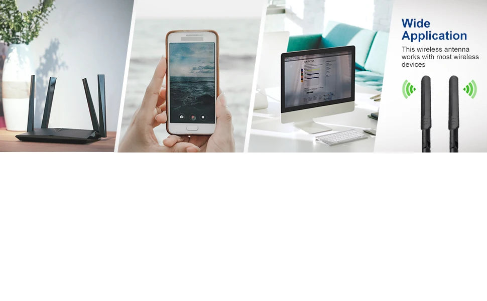 Antenne WiFi 2 x 8dBi Dual Band 2.4GHz 5.8GHz avec 2 x 15CM Câble Pigtail I-P-E-X-1 à RP-SMA Femelle pour Routeur Sans Fil - BLACKBEARD OUTDOOR INDUSTRIES