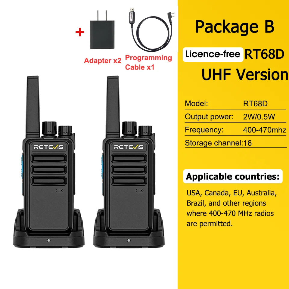 Talkie-Walkie Numérique Retevis RT668D – PMR446 Sans Licence, DMR Dual Mode, 256 Canaux, Portée 3 km – Hôtel, Sécurité, Entrepôt