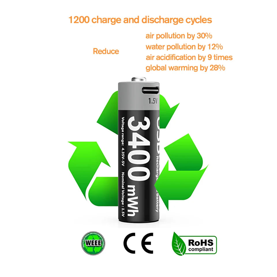 batterie rechargeable MATOV AA 1,5 V 3400mWh Ma boutique