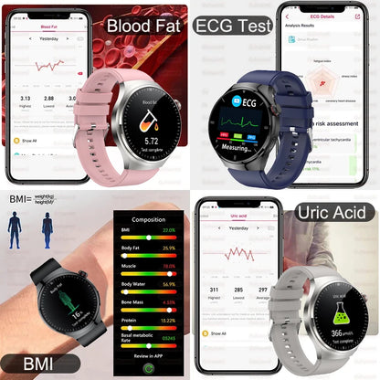 Montre Connectée Médicale GUHUAVMI TK26 – ECG+PPG – Uric Acid, Température, Lipides, Appels Bluetooth – Écran AMOLED 1.43” – Étanche IP68 - BLACKBEARD OUTDOOR INDUSTRIES