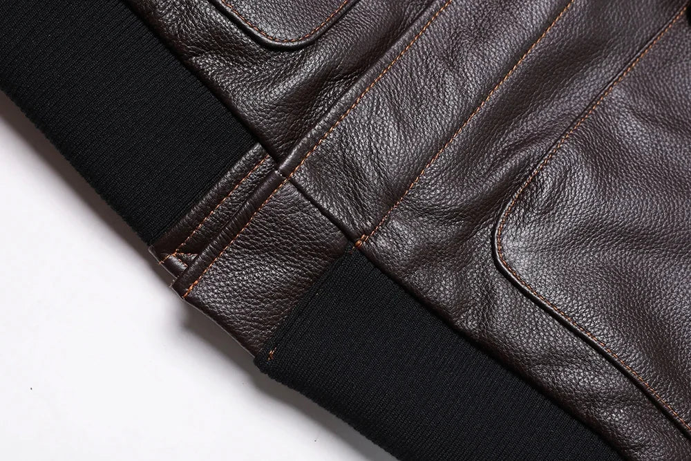 Blouson Homme Style A2 Classique en Cuir Véritable Inspiré Aviation Militaire | Cuir de Vache Naturel | Veste de Pilote - BLACKBEARD OUTDOOR INDUSTRIES