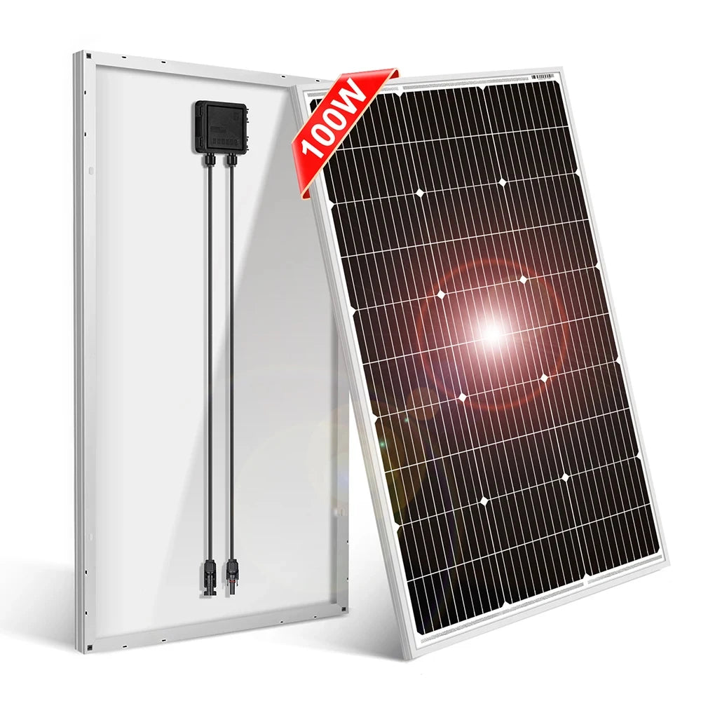 DOKIO Kit de Panneaux Solaires 100W 18V Monocrystalline Étanche pour RV/Domicile/Batterie 12V - BLACKBEARD OUTDOOR INDUSTRIES
