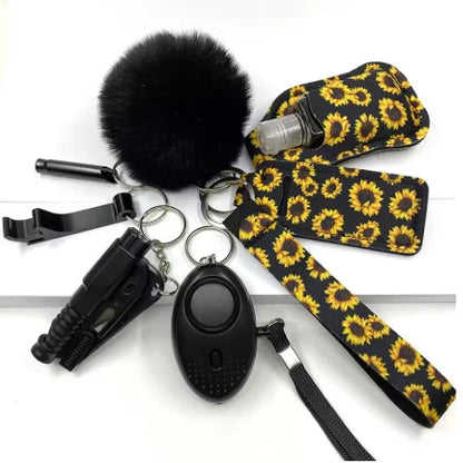 Kit Porte-Clés Défense Personnelle Femme – Alarme Sonore, Bouteille de Voyage, 20 Coloris