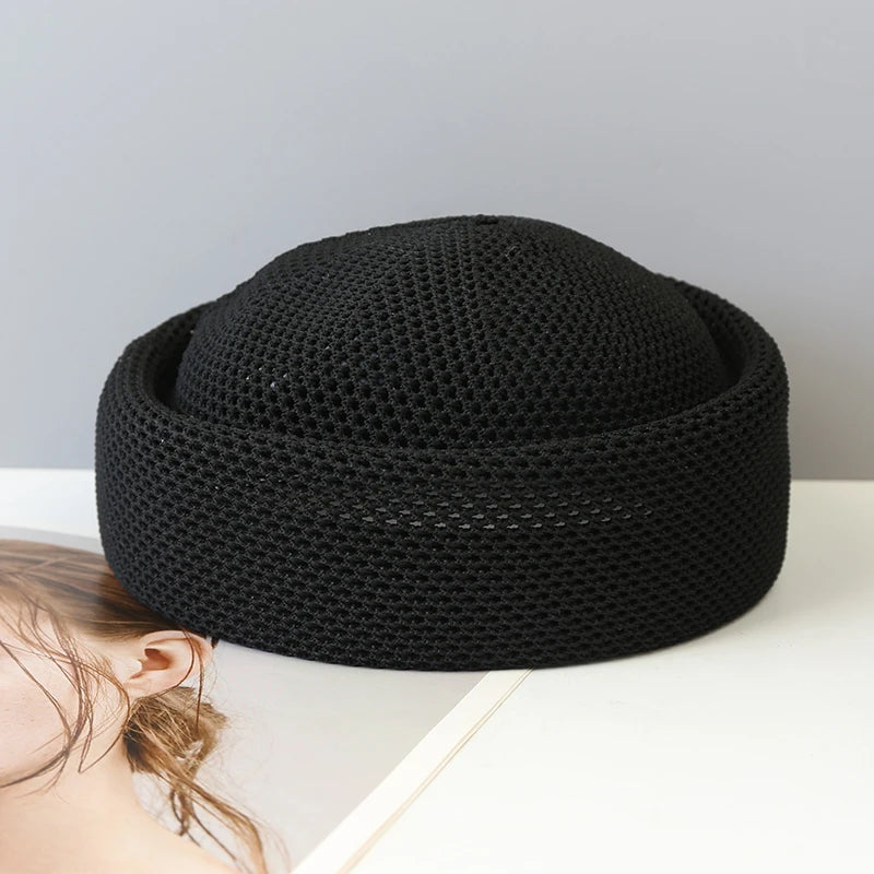 Béret femme été en maille ajourée