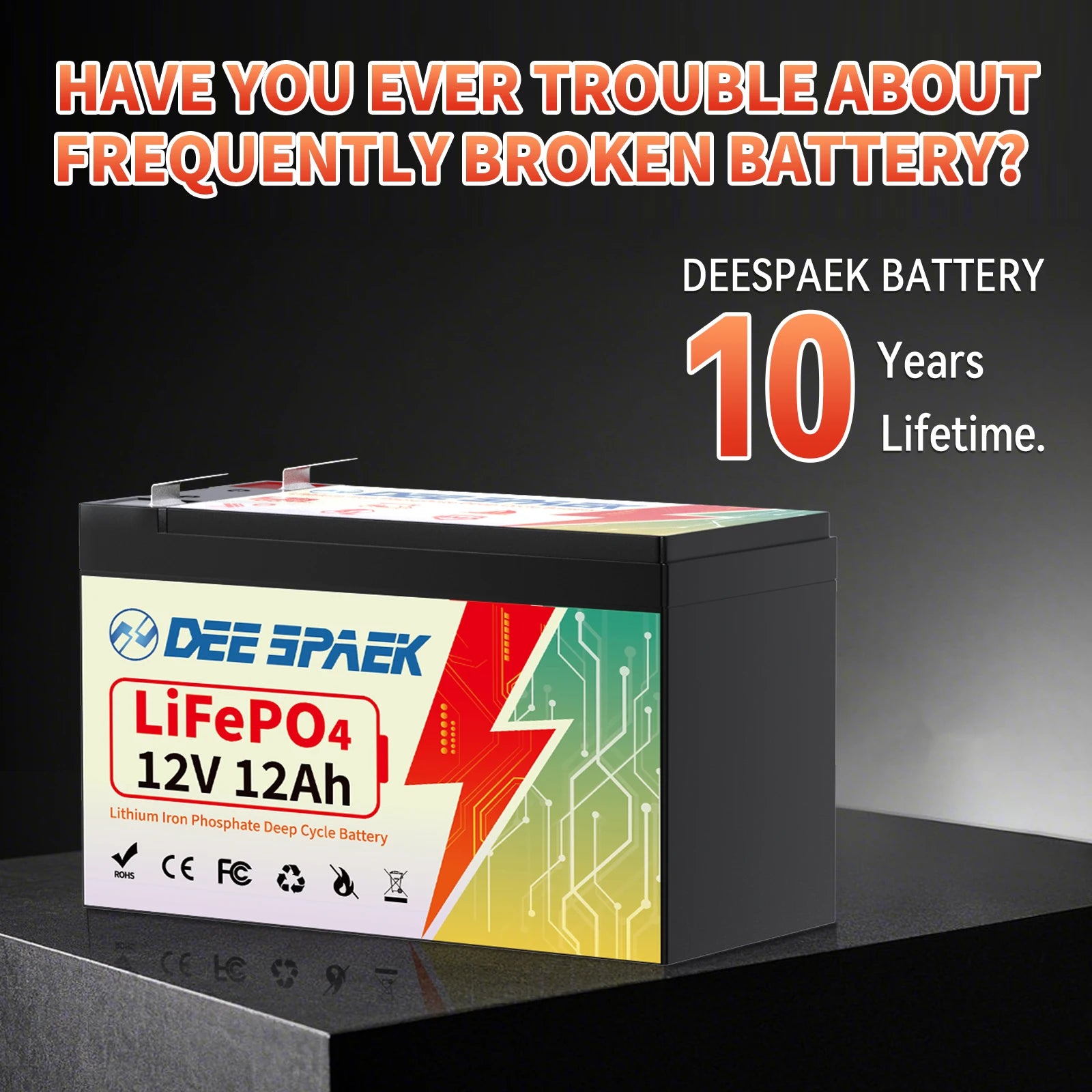 Batterie Lithium Fer Phosphate (LiFePO4) 12V 12Ah avec BMS - BLACKBEARD OUTDOOR INDUSTRIES