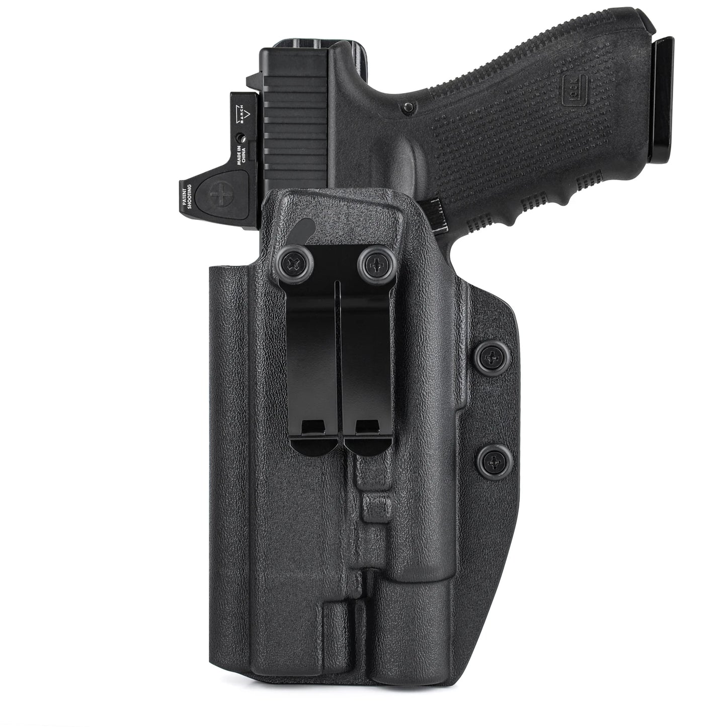 Holster IWB Kydex Glock 19 19X 23 25 32 44 45 + Olight Baldr Pro R – Port Dissimulé Ceinture, Rétention Réglable | Droitier & Gaucher - BLACKBEARD OUTDOOR INDUSTRIES
