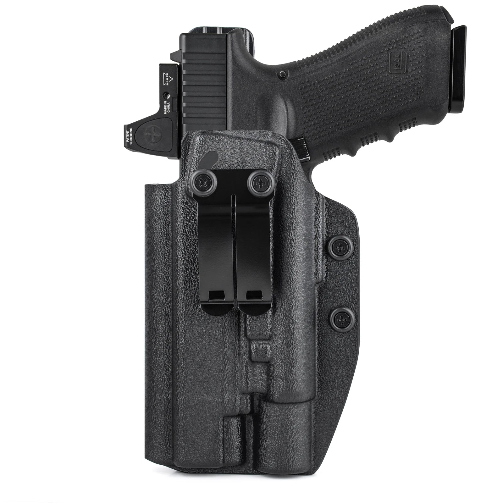 Holster IWB Kydex Glock 19 19X 23 25 32 44 45 + Olight Baldr Pro R – Port Dissimulé Ceinture, Rétention Réglable | Droitier & Gaucher - BLACKBEARD OUTDOOR INDUSTRIES