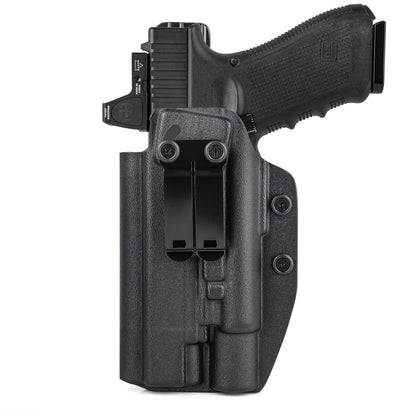 Holster IWB Kydex Glock 19 19X 23 25 32 44 45 + Olight Baldr Pro R – Port Dissimulé Ceinture, Rétention Réglable | Droitier & Gaucher - BLACKBEARD OUTDOOR INDUSTRIES