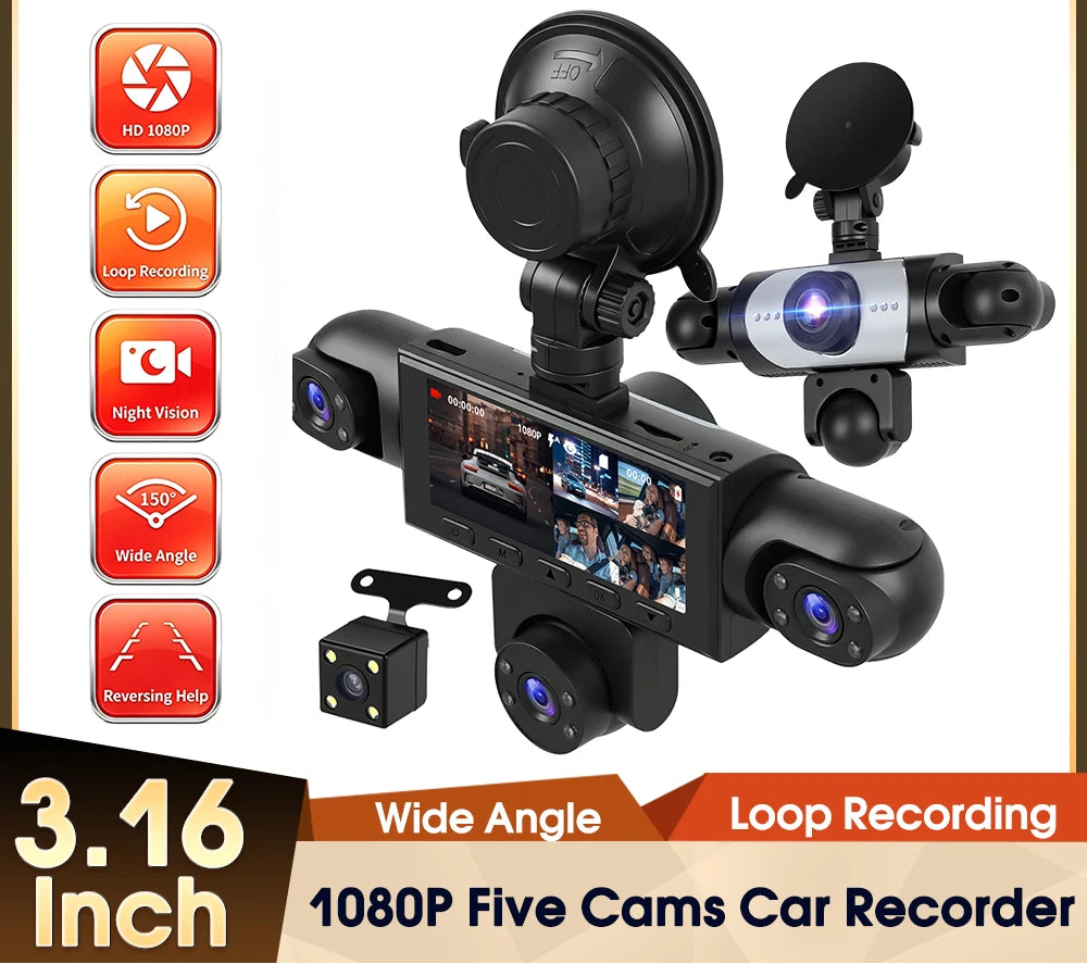 Dashcam Podofo 5 caméras 1080P avec écran 3,16 pouces