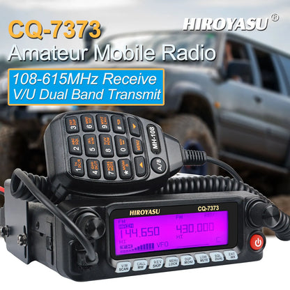 Radio Mobile VHF/UHF HIROYASU CQ-7373 – 50W, 8 Bandes RX, 1000 Canaux, Panneau Détachable, Radio Amateur