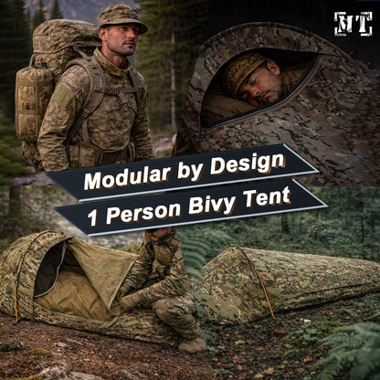 Tente de bivouac 1 place camouflage – 220 × 90 cm