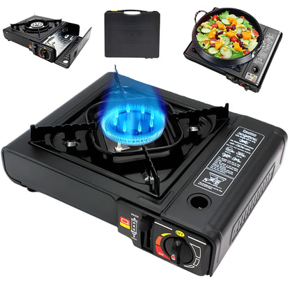 Réchaud à Gaz Portable – Allumage Piézoélectrique, Housse Incluse, Camping Randonnée Pique-Nique