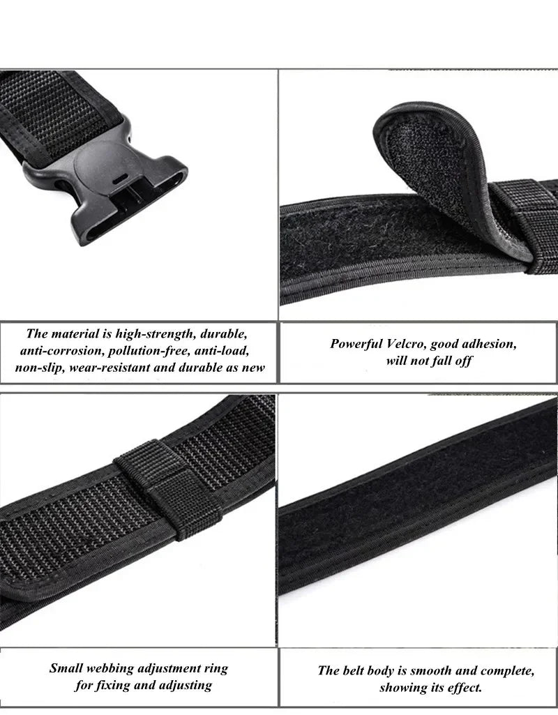 Ceinturon tactique 2 en 1 MOLLE 5 cm, boucle à dégagement rapide, noir