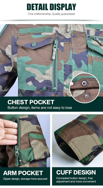 Set de Vêtements Tactiques BDU - Chemise et Pantalon Camouflage pour Entraînement en Plein Air, Randonnée, Chasse, Airsoft, Sniper, Combat, Ghillie Suit - BLACKBEARD OUTDOOR INDUSTRIES