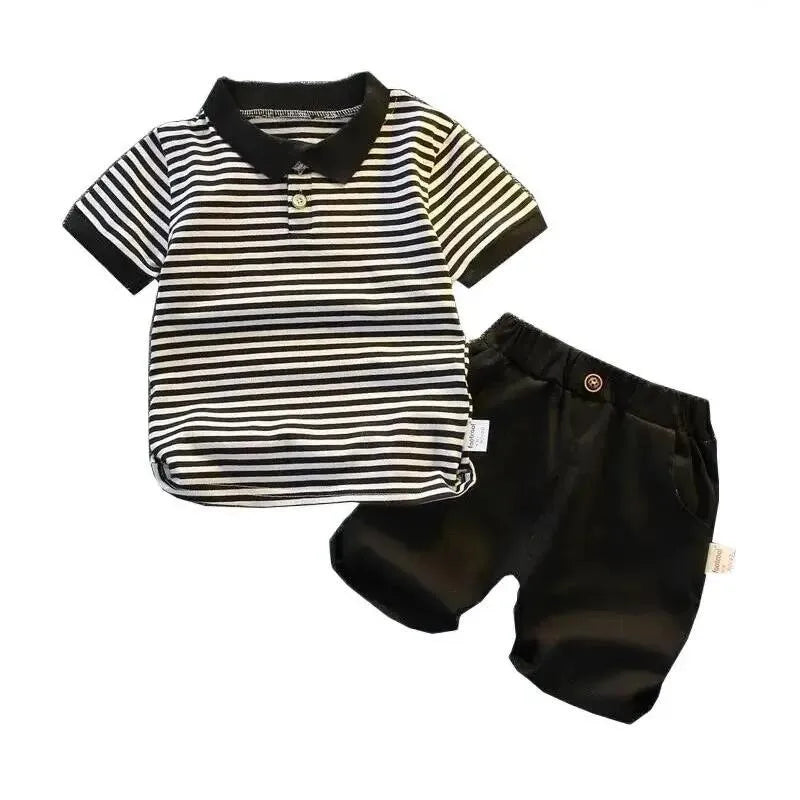 ensemble pour bébé chemise à manche courtes rayées et short uni Ma boutique