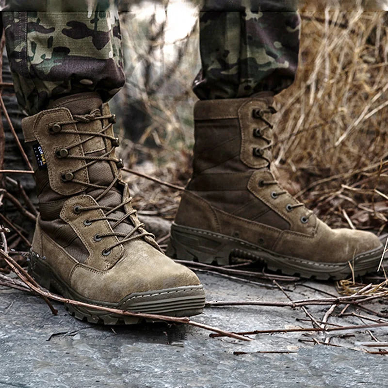 Chaussures Tactiques Montantes Homme Imperméables — Cuir, Semelle Caoutchouc, Tailles 39-46