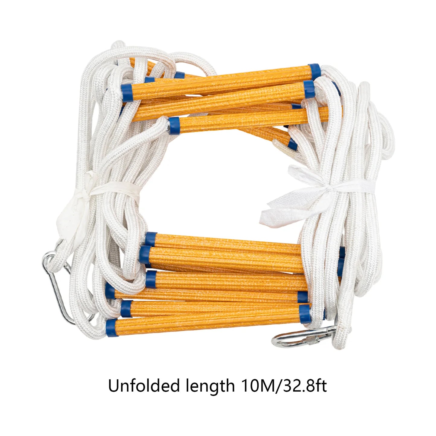 Échelle de Secours Incendie Corde Polyester 6 m ou 10 m – 200 kg, Harnais Inclus, 3 Crochets