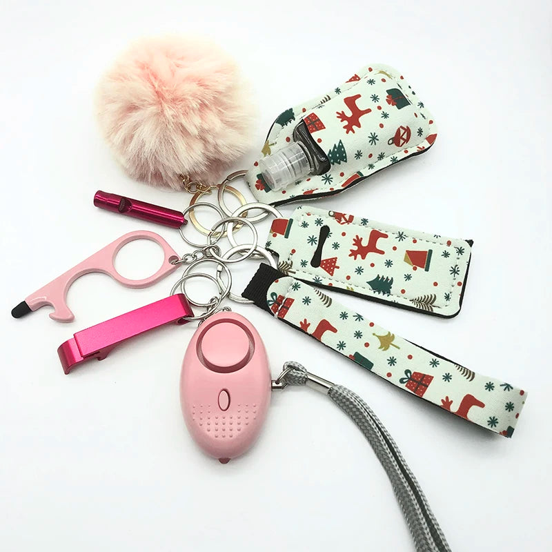 Kit porte-clés de sécurité femme 10 pièces avec dragonne