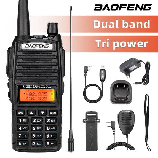 Talkie-Walkie Baofeng UV-82 Double PTT 5W/8W – Radio Amateur VHF/UHF, Portée 10 km